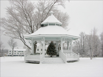 New London, NH - Gazebo with Christmas Tree